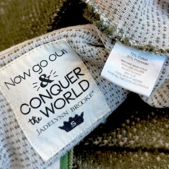 Jadelynn Brooke 1/4 Zip Pullover Sweater Waffle Knit Boyfriend Womens S Green - Picture 14 of 14